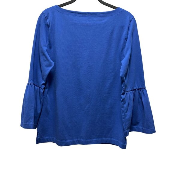 J. Crew Womens Blue 3/4 Bell Sleeve Top Size M - Picture 2 of 8